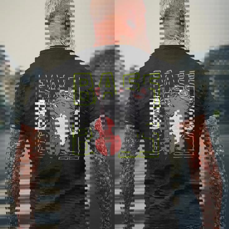 猫 二重低音プレーヤー メンズTシャツ バックプリント 高齢者への贈り物