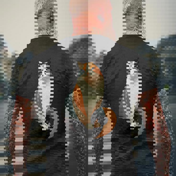 猫 幾何学が描く色彩とラインが生み出すモダン デザイン 6 メンズTシャツ バックプリント 高齢者への贈り物