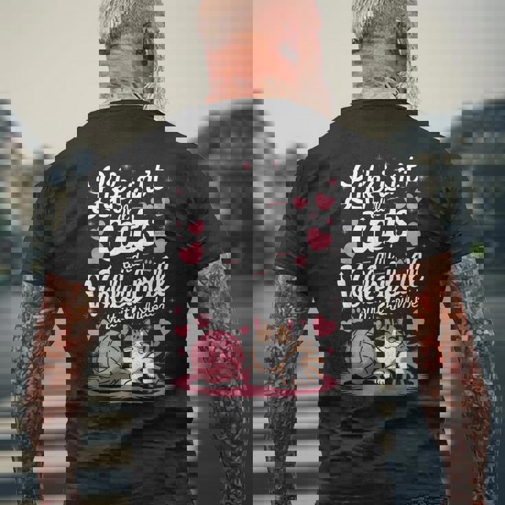 猫とバレーボール 面白いバレーボール メンズTシャツ バックプリント 高齢者への贈り物