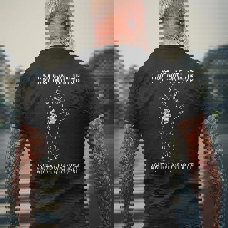 猫と遊びたい仕事はしたくない 面白いふれあい。 長袖tシャツ メンズTシャツ バックプリント 高齢者への贈り物