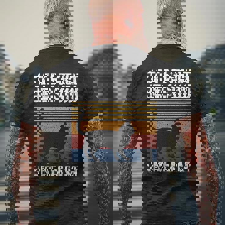 猫は素晴らしい ビールは美味しい、そして人々はクレイジー ビルマ猫 メンズTシャツ バックプリント 高齢者への贈り物