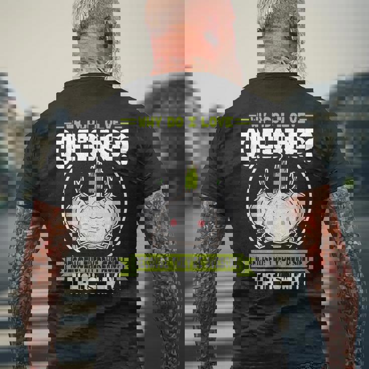 玉ねぎが好きな理由-素晴らしい玉ねぎ メンズTシャツ バックプリント 高齢者への贈り物