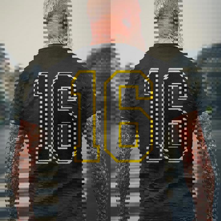 番号 16インチ ブラック メンズTシャツ バックプリント 高齢者への贈り物