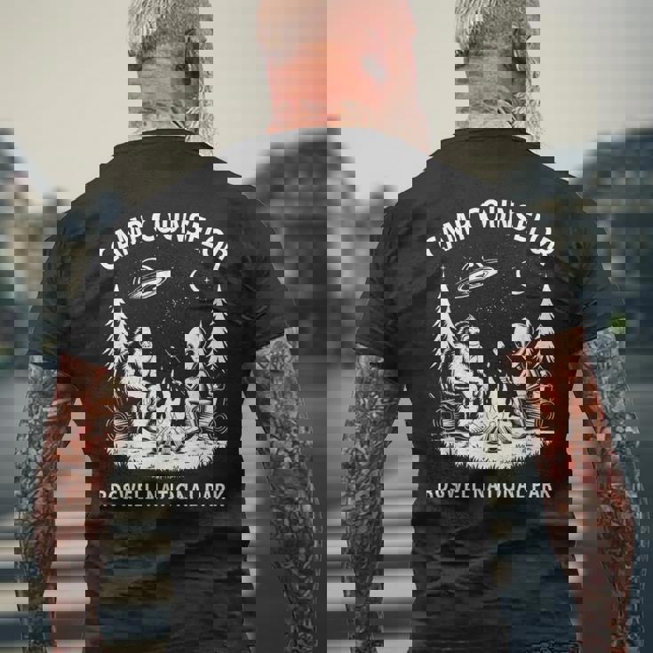 皮肉なサマーキャンプカウンセラー エイリアン国立公園 ロズウェル メンズTシャツ バックプリント 高齢者への贈り物