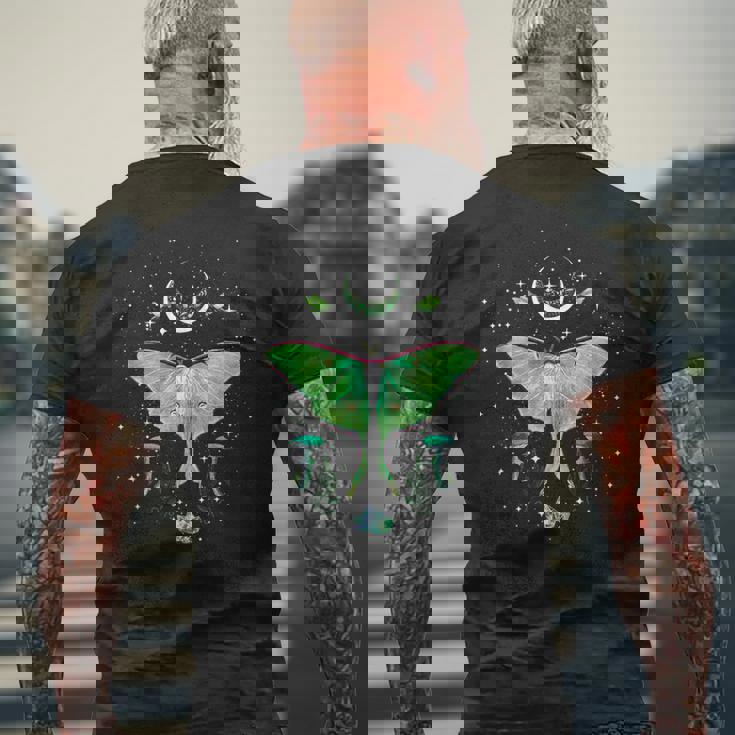 神秘的なゴシック ルナモス ムーンフェイズとキノコ メンズTシャツ バックプリント 高齢者への贈り物