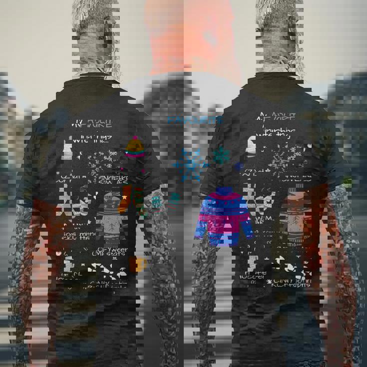 私のお気に入りの冬のものは、居心地の良い帽子、雪の結晶、ホットコーヒーです。 長袖tシャツ メンズTシャツ バックプリント 高齢者への贈り物