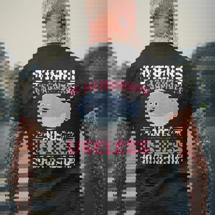 私の脳は95％サカバンバスピスの面白い魚のミーム メンズTシャツ バックプリント 高齢者への贈り物