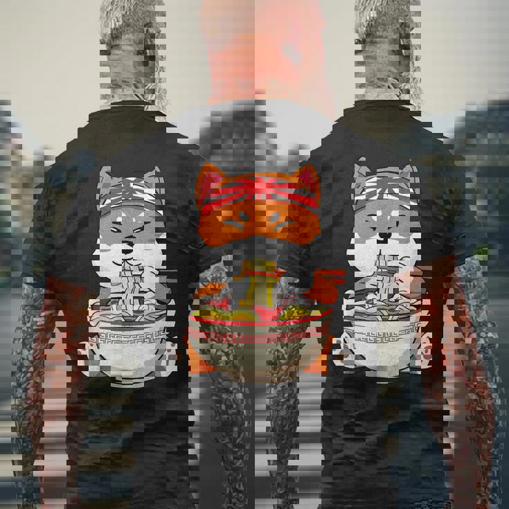 秋田芝犬ラーメンそばうどん丼アニメ漫画 メンズTシャツ バックプリント 高齢者への贈り物