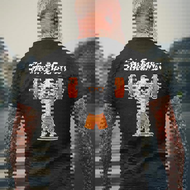 筋肉は裏切らない トイプードル グッズ 犬 おもしろ 面白い ネタ 筋トレ メンズTシャツ バックプリント 高齢者への贈り物