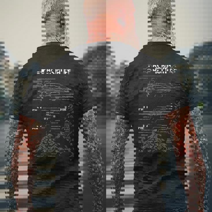 米ステルス機b2の設計図 メンズTシャツ バックプリント 高齢者への贈り物