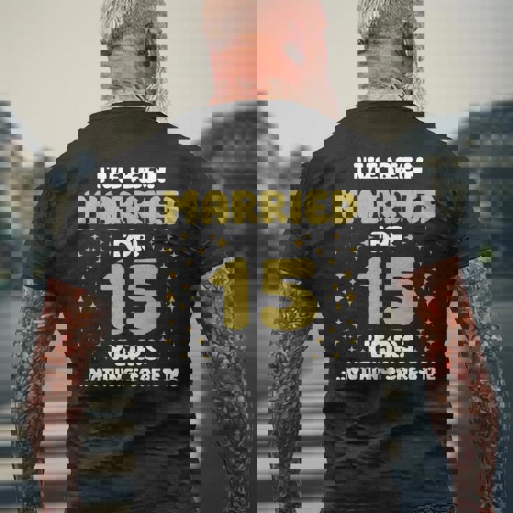 結婚15年 15周年 夫 妻 記念日 メンズTシャツ バックプリント 高齢者への贈り物