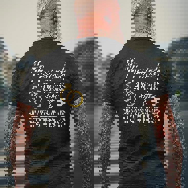 結婚40周年記念アパレル カップル 夫 妻 40 メンズTシャツ バックプリント 高齢者への贈り物