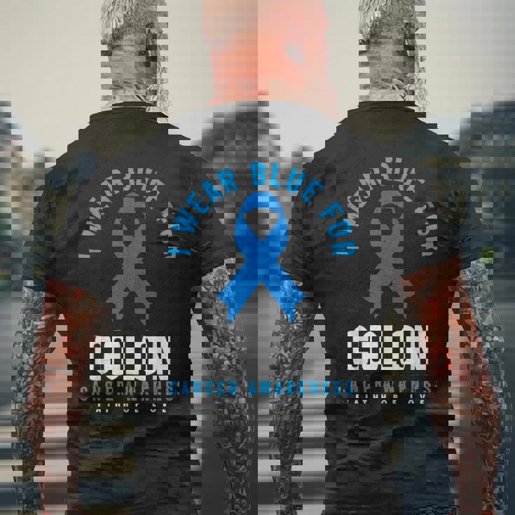 結腸直腸癌 I Wear Blue For Colon Cancer Awareness メンズTシャツ バックプリント 高齢者への贈り物