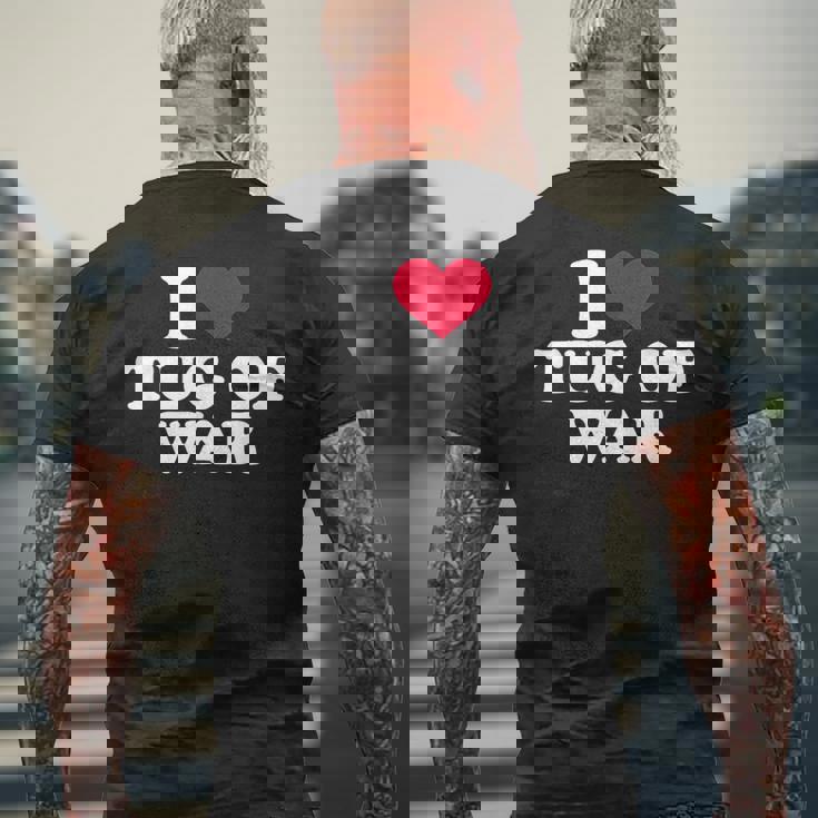 綱引き大好き メンズTシャツ バックプリント 高齢者への贈り物