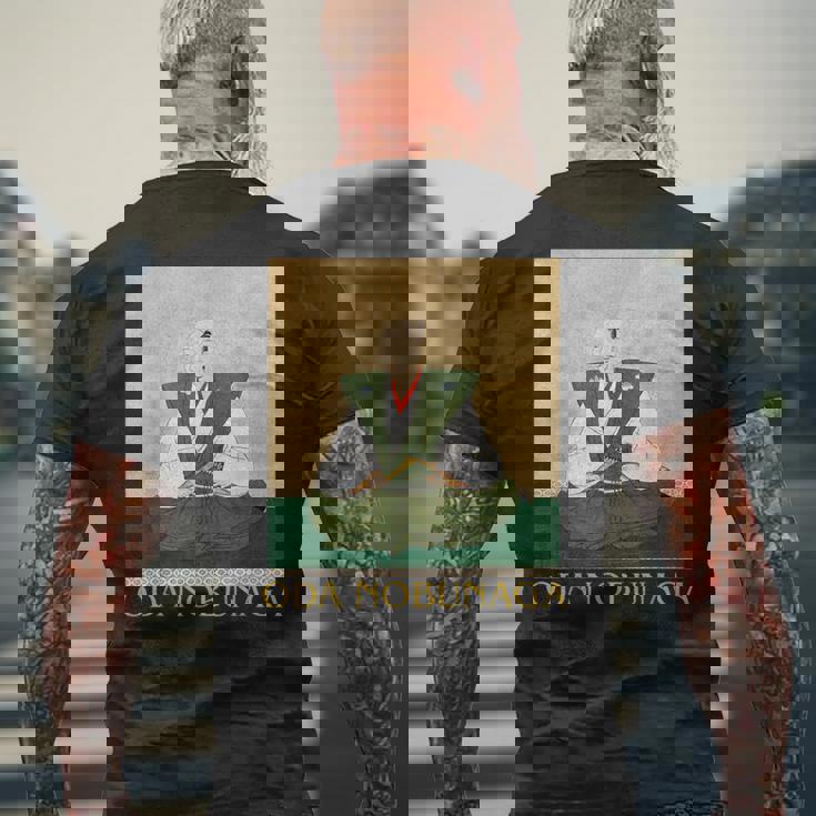 織田信長 日本の歴史上の武将 浮世絵 メンズTシャツ バックプリント 高齢者への贈り物