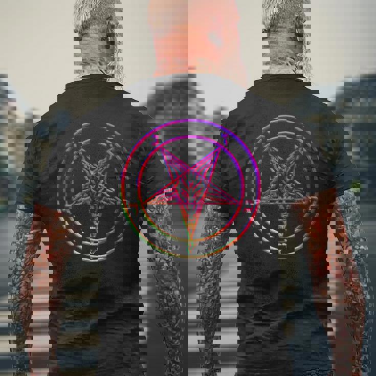 美しいvaporwave サタニックペンタグラム レトログリッチ効果 メンズTシャツ バックプリント 高齢者への贈り物