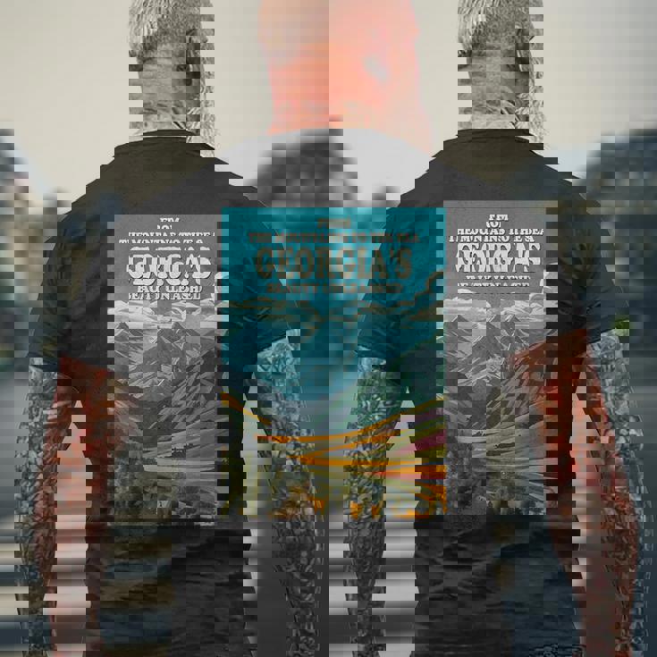 美しいジョージア共和国、グルジア共和国 メンズTシャツ バックプリント 高齢者への贈り物