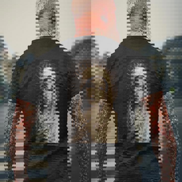 聖母マリア マリア カトリック絵画 長袖tシャツ メンズTシャツ バックプリント 高齢者への贈り物