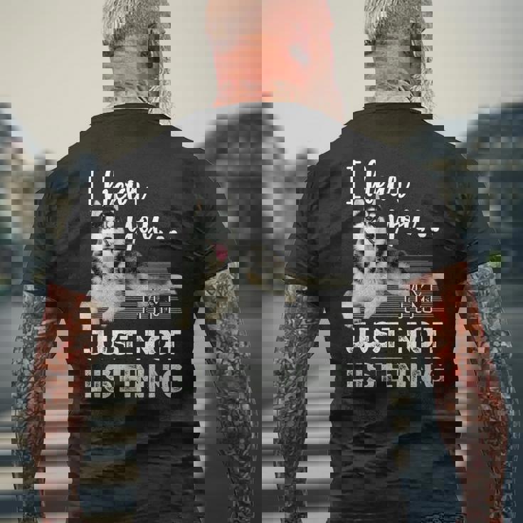 聞こえてるよ聞いていないだけだシベリアンハスキー恋人 メンズTシャツ バックプリント 高齢者への贈り物