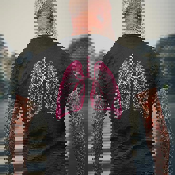 肺の解剖学的2d 医師と呼吸ファン向け メンズTシャツ バックプリント 高齢者への贈り物