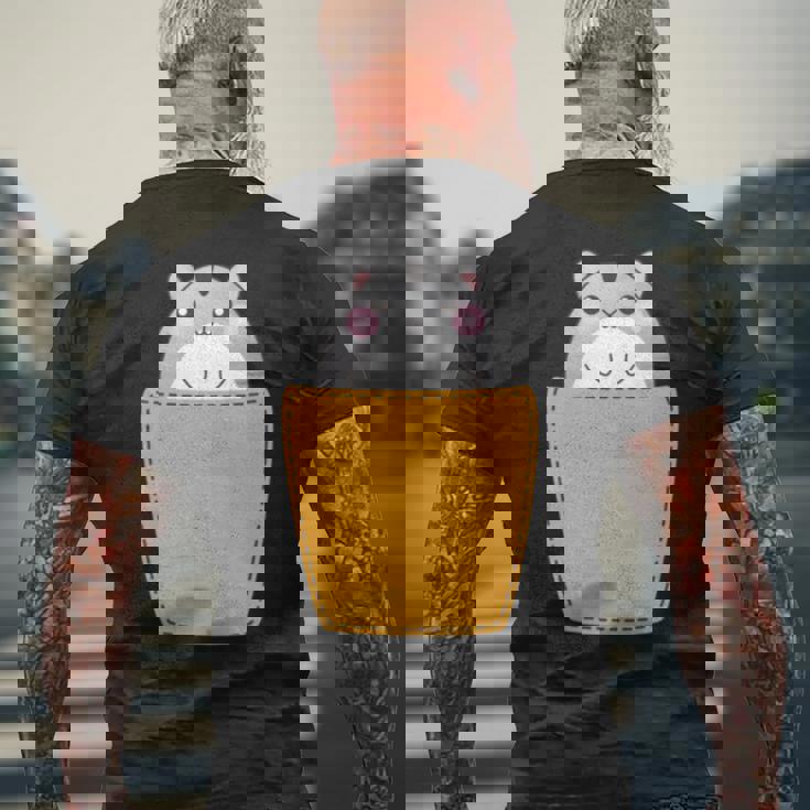 胸ポケットにハムスター 長袖tシャツ メンズTシャツ バックプリント 高齢者への贈り物