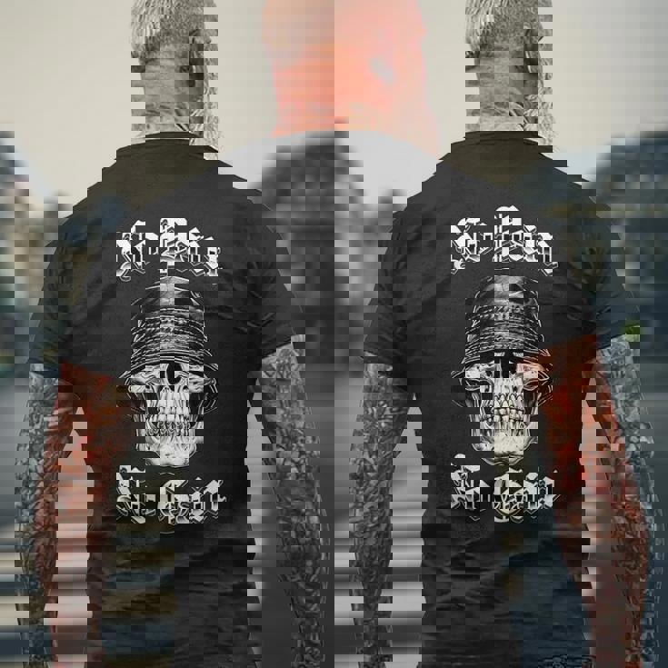 苦労なくして得るものなし チカーノタトゥーアートスカルホームボーイローライダー メンズTシャツ バックプリント 高齢者への贈り物