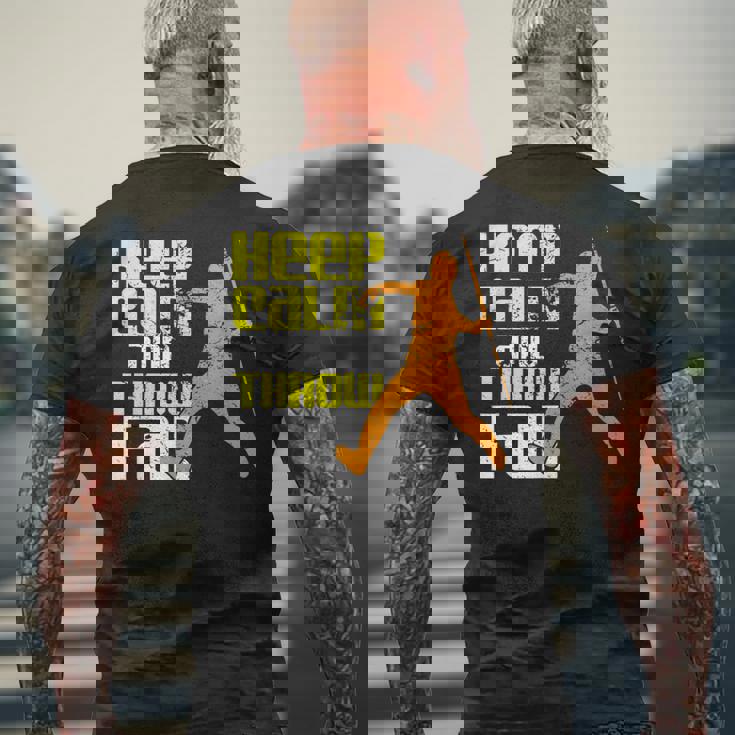 落ち着いて遠くに投げろ メンズTシャツ バックプリント 高齢者への贈り物