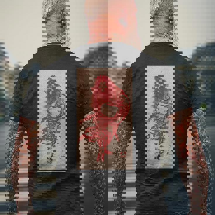 葛飾北斎 「朱描き鍾馗・朱鍾馗・赤鍾馗」 メンズTシャツ バックプリント 高齢者への贈り物