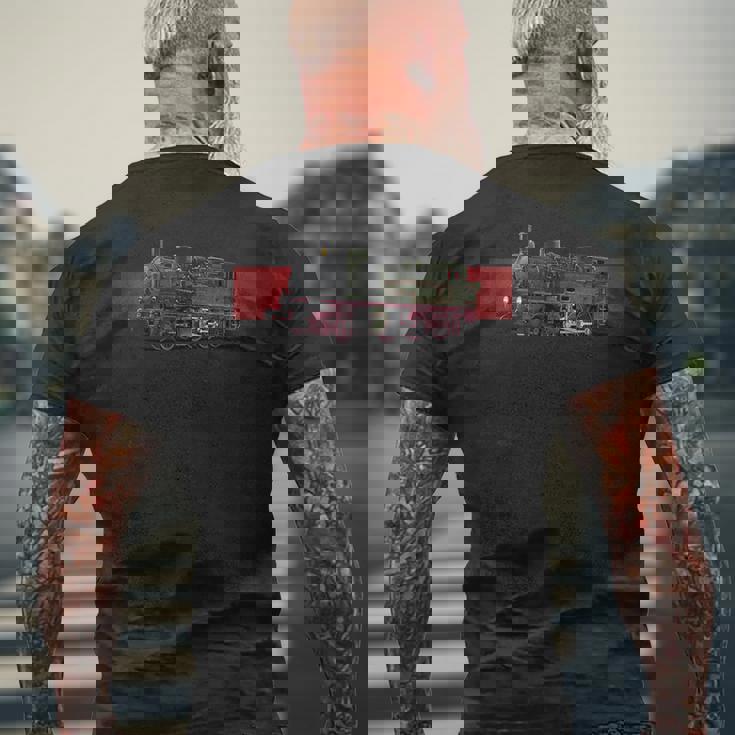 蒸気機関車 鉄道模型 プロイセン T12系 74 メンズTシャツ バックプリント 高齢者への贈り物