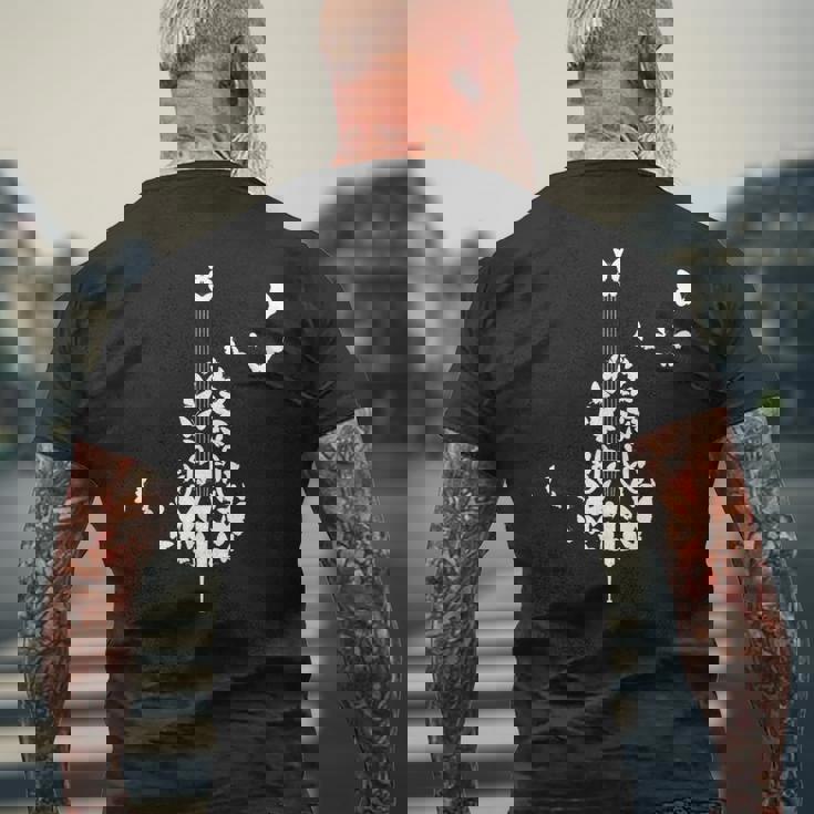 蝶とコントラバス メンズTシャツ バックプリント 高齢者への贈り物