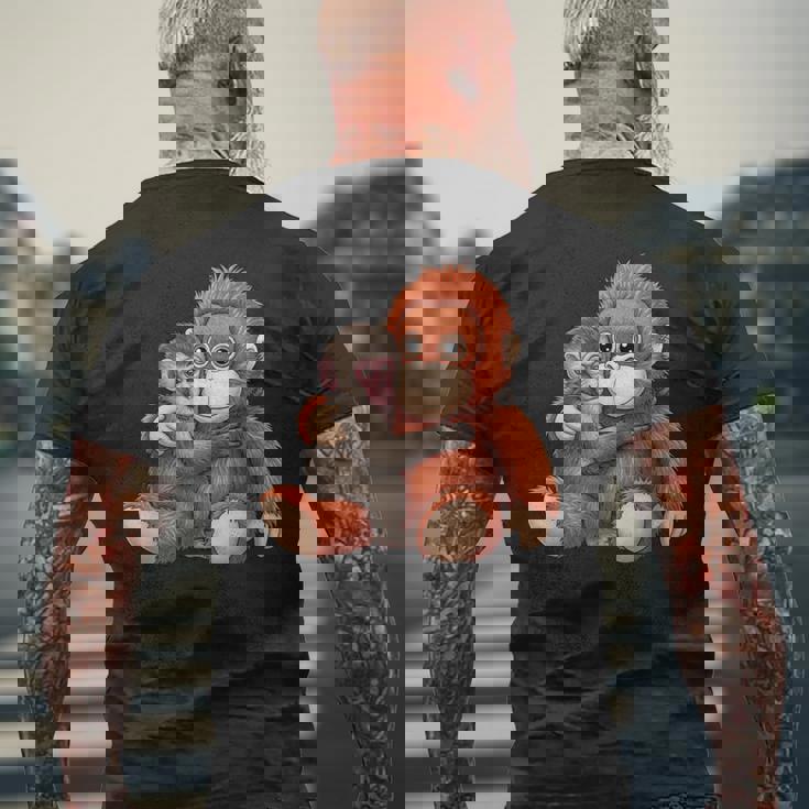 赤ちゃん用 マカク 抱きしめる ぬいぐるみ かわいい オランウータン モンキー パンチ ギフト 長袖tシャツ メンズTシャツ バックプリント 高齢者への贈り物