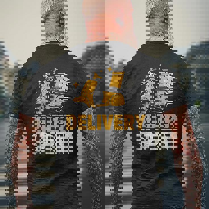 配達 スプリント 配達員 パッケージ 配達 メンズTシャツ バックプリント 高齢者への贈り物