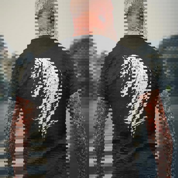 長い馬のたてがみを持つ美しい馬 メンズTシャツ バックプリント 高齢者への贈り物