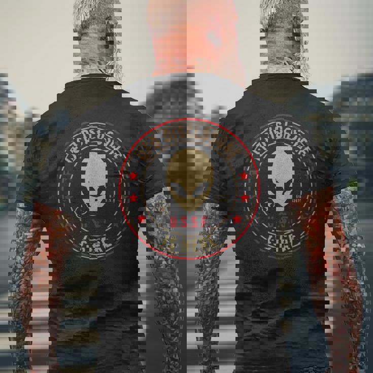 開示はこちらエイリアン侵略uapエイリアンufo メンズTシャツ バックプリント 高齢者への贈り物