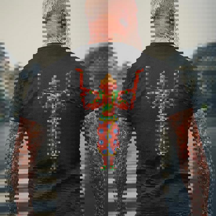 阿修羅ドット絵 メンズTシャツ バックプリント 高齢者への贈り物