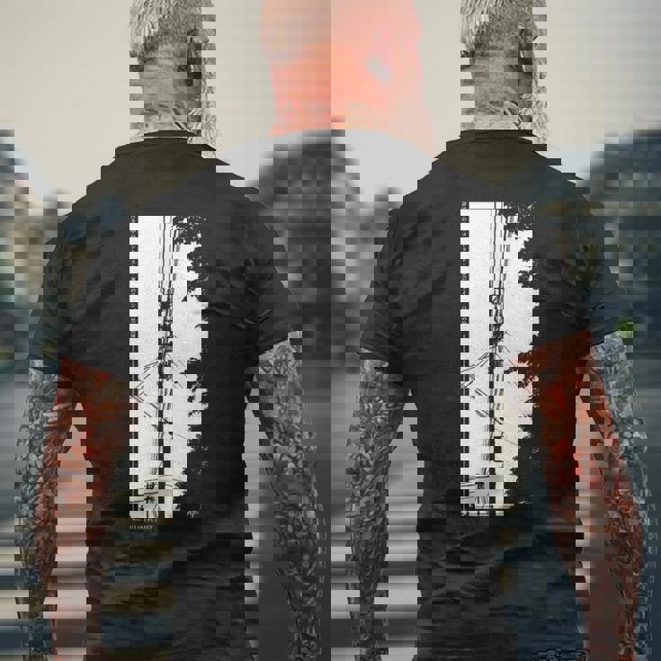 電柱 日本の アニメ ストリートウェア レトロな 雰囲気 メンズTシャツ バックプリント 高齢者への贈り物