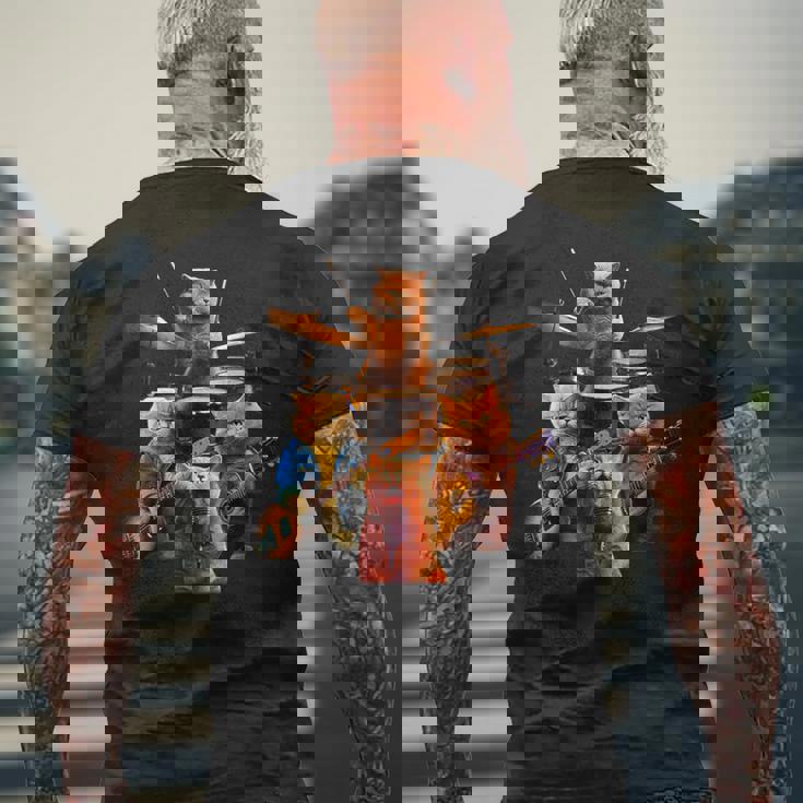 面白いtシャツ 猫 ネコ ギター バンド メンズ 猫好き グッズ おもしろ 面白い 服 ネタ にゃんこ メンズTシャツ バックプリント 高齢者への贈り物