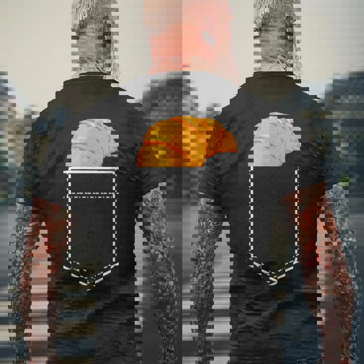 面白いクロワッサンインザポケット 食通 フレンチクロワッサンポケット メンズTシャツ バックプリント 高齢者への贈り物