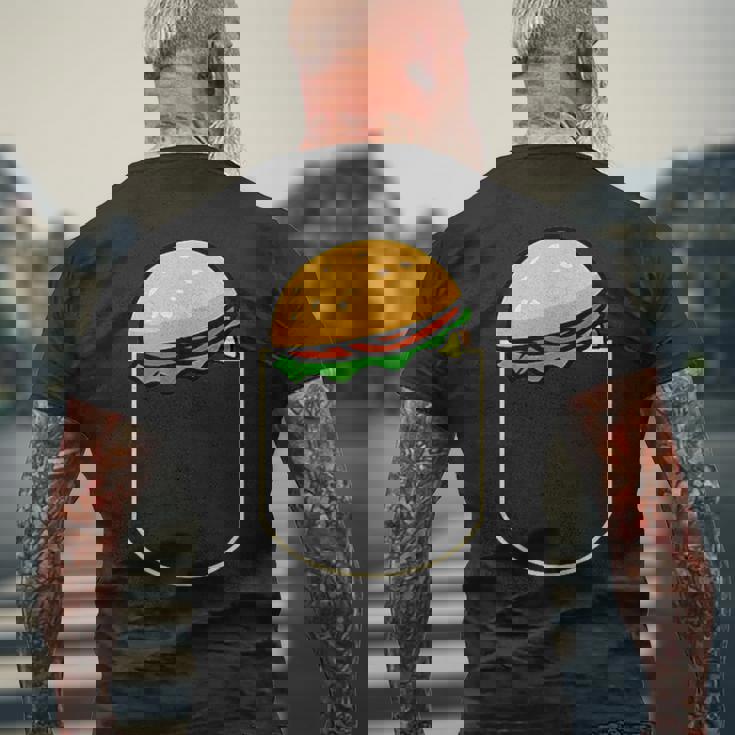 面白いハンバーガー ポケット入り ギフト チーズバーガー ポケット メンズTシャツ バックプリント 高齢者への贈り物