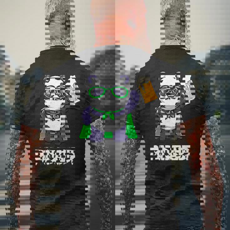 面白いパンダパンダビールドリンカー パンダビール メンズTシャツ バックプリント 高齢者への贈り物