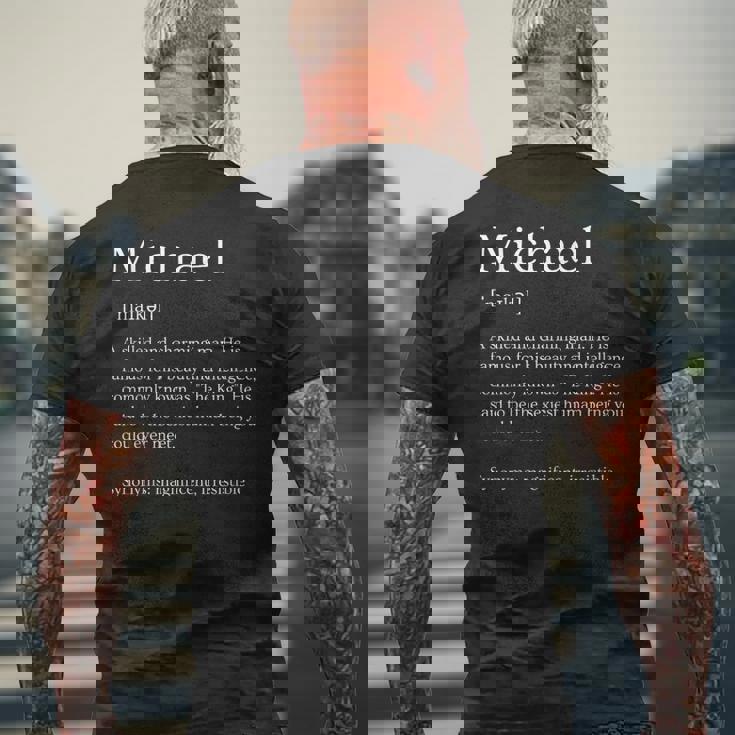 メンズ 面白いマイケルの名前の意味 マイケルの名前をパーソナライズ。 メンズTシャツ バックプリント 高齢者への贈り物