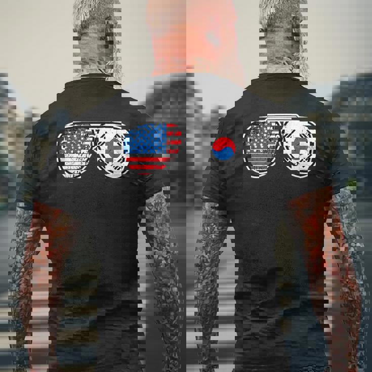 韓国アメリカン プライド サングラス 韓国国旗 アメリカ国旗 メンズTシャツ バックプリント 高齢者への贈り物