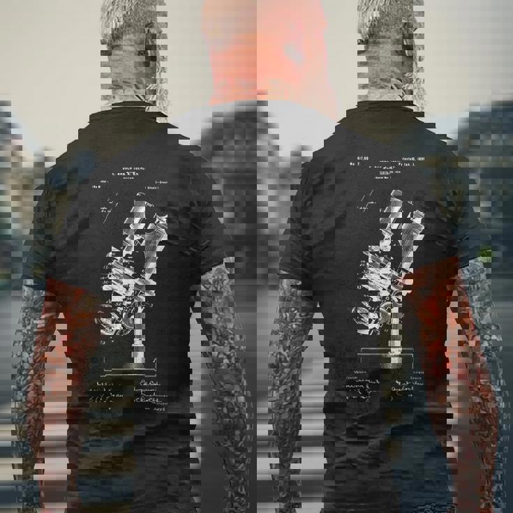 顕微鏡顕微鏡愛好家 レトロサイエンス微生物学 メンズTシャツ バックプリント 高齢者への贈り物