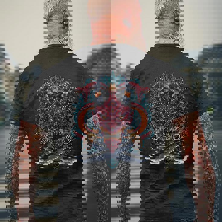 鬼魔悪魔日本の般若の面 メンズTシャツ バックプリント 高齢者への贈り物