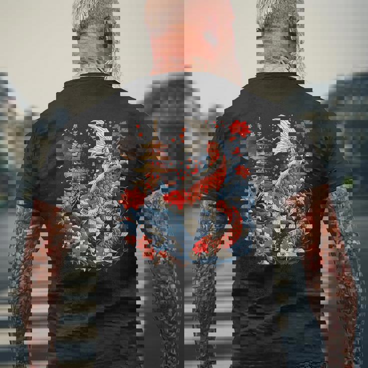 鯉 桜 桜 季節 アジアン 鯉 塔 寺 メンズTシャツ バックプリント 高齢者への贈り物