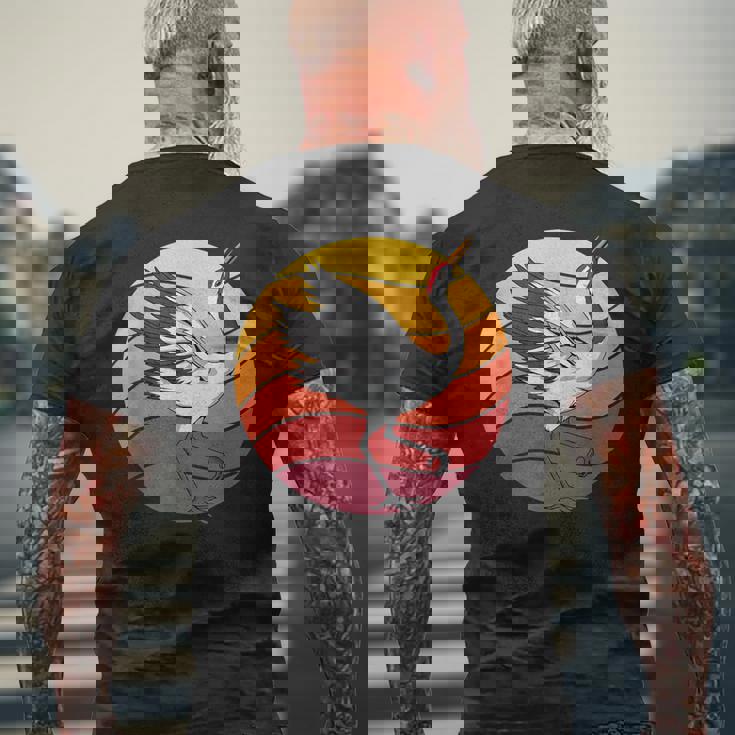 鶴 Crane Retrounset 鶴 メンズTシャツ バックプリント 高齢者への贈り物