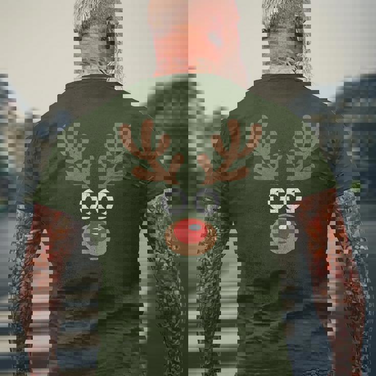 Reindeer Face Deer Red Nose Brown Christmas Men's T-shirt Back Print Gifts for Old Men Reindeer Face Deer Red Nose Brown Christmas Men's T-shirt Back Print Gifts for Old Men