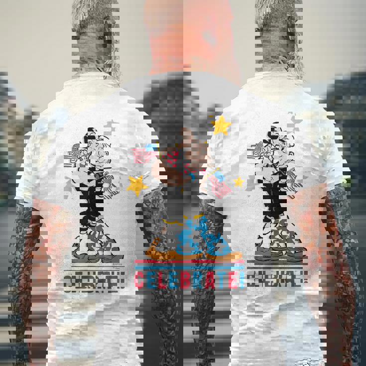 7月4日 「ポパイとオリーブオイルの愛国心」 彼と彼女 メンズTシャツ バックプリント 高齢者への贈り物