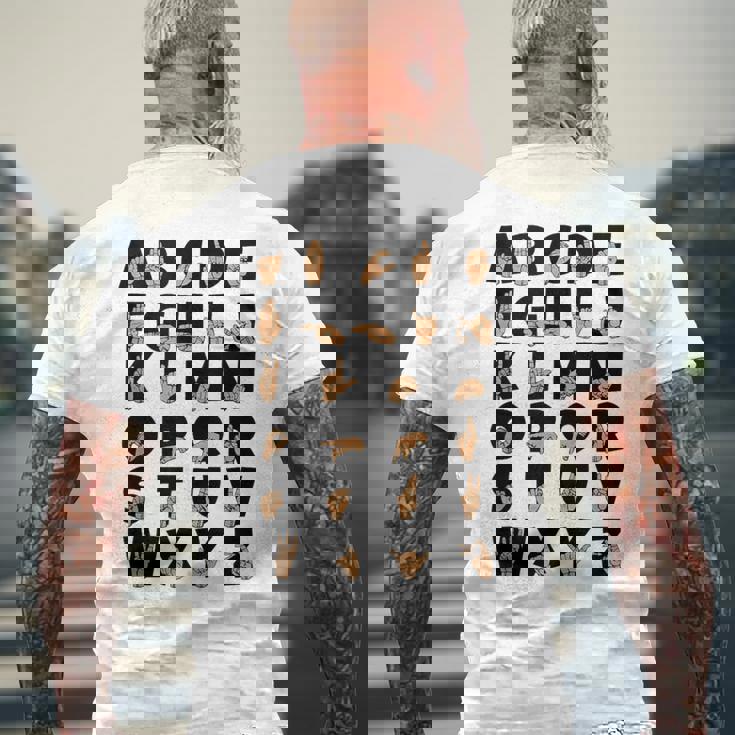 ASL American Sign Language Alphabet Teacher Deaf Tank Top Men's Back Print T-Shirt Gifts for Old Men