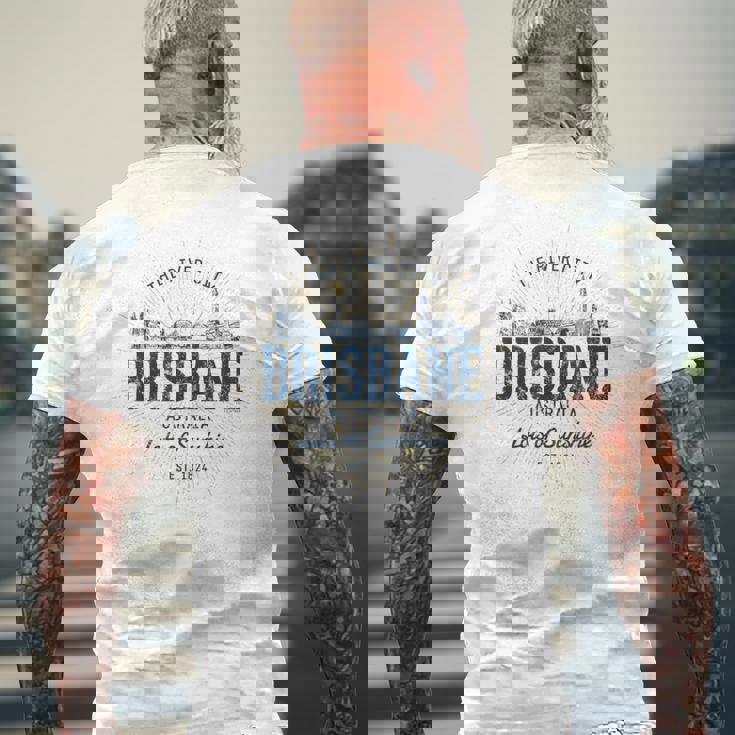 Brisbane Australia オーストラリアレトロスタイルヴィンテージブリスベン メンズTシャツ バックプリント 高齢者への贈り物